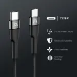 CABLE TRENZADO DE NAILON DURA SPEED DE 100W TIPO C EN AMBOS LADOS DE 3M ARGCB0050BK